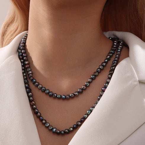 Peacock Color Large Baroque Long Strand Necklace - House Of Pearls